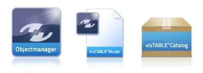 Icons für Objektmanager, visTABLE Model und visTABLE Catalog