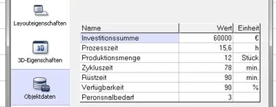 Screenshot der Objektdaten